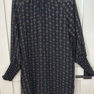 Amanda Uprichard Blue Bishop Sleeve Mini Dress